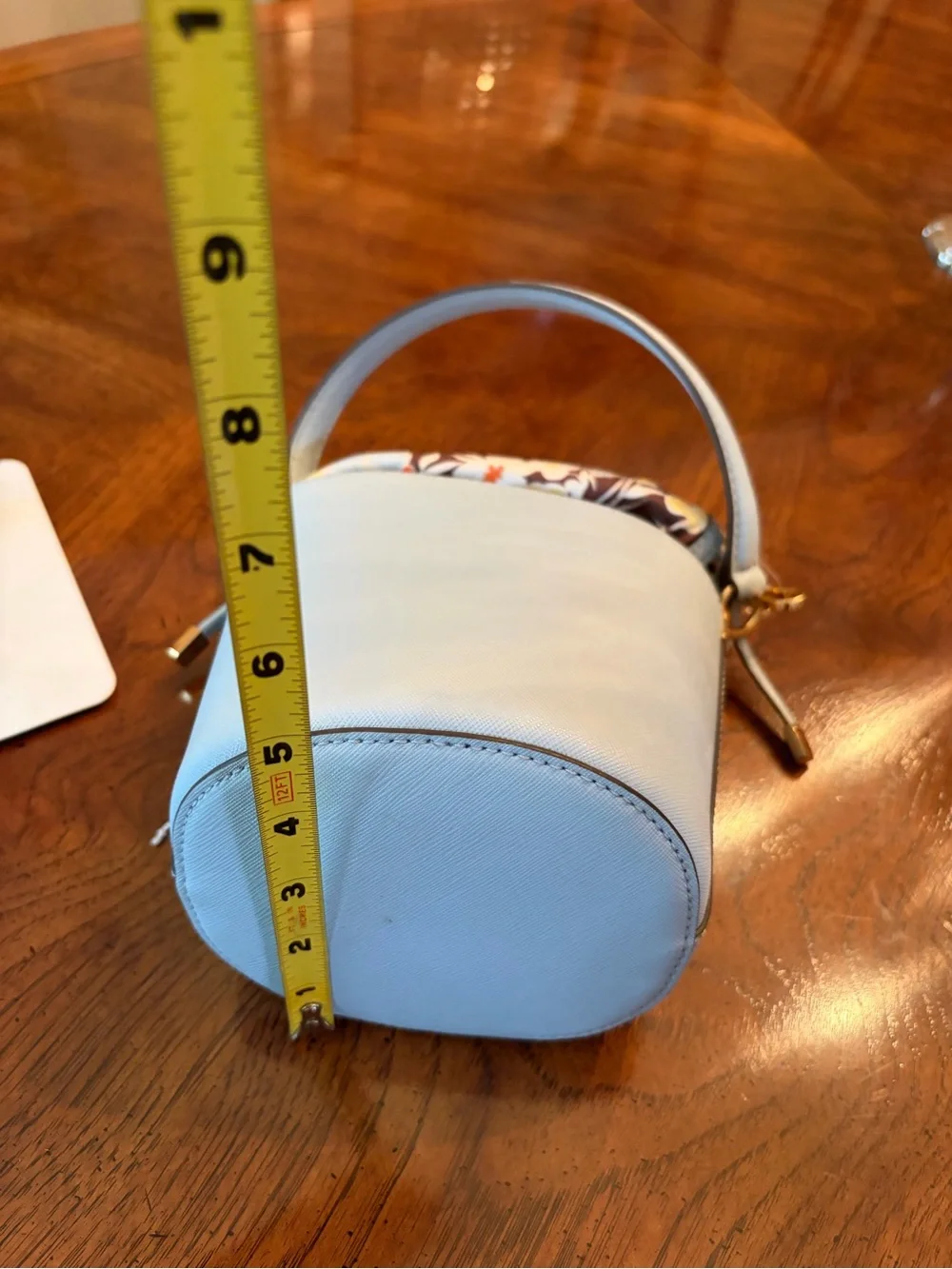 Darling Tory Burch Emerson Mini Bucket Baby Blue w/ Floral Liner NWOT Perfect!